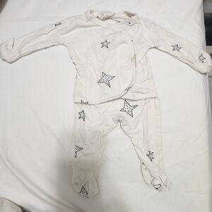 Ivory Star-Print Footed One-Piece Romper